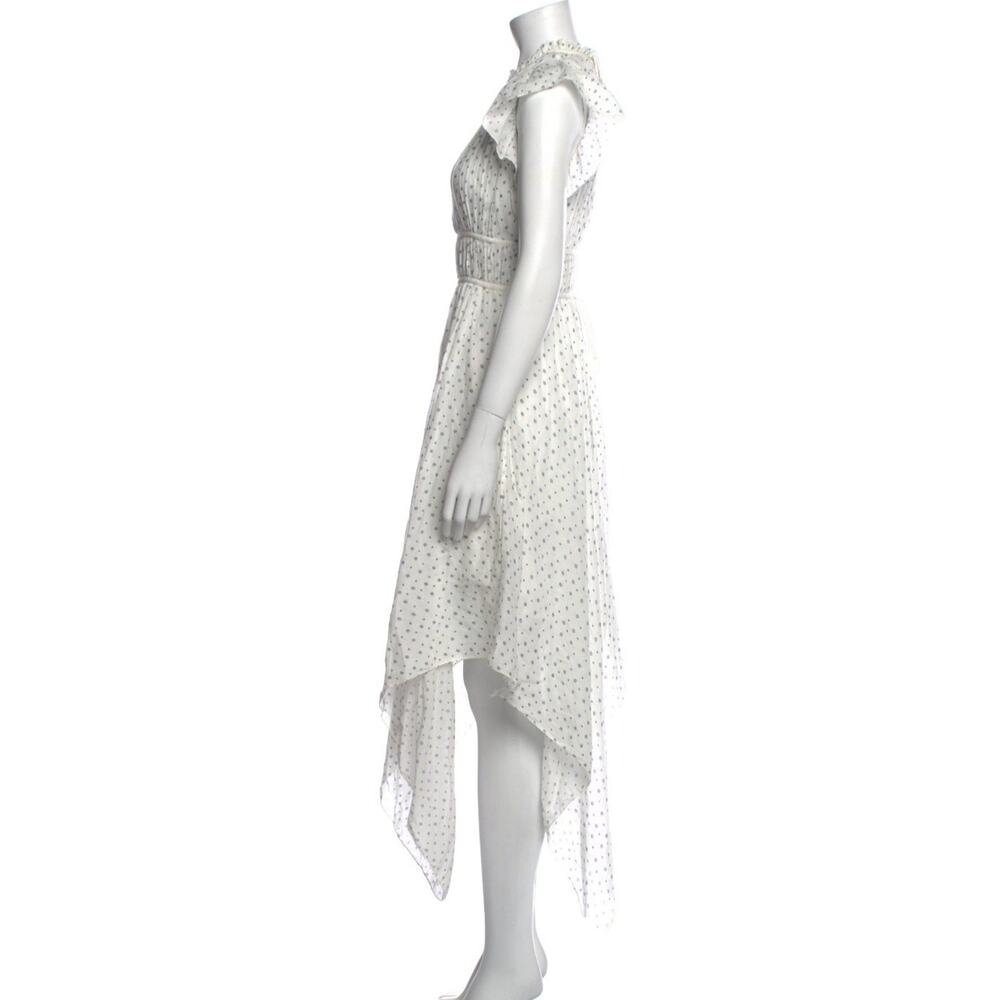 Ulla Johnson White/Blue Floral Handkerchief High Neck Flutter Sleeve Dress Sz 2 - Picture 2 of 12